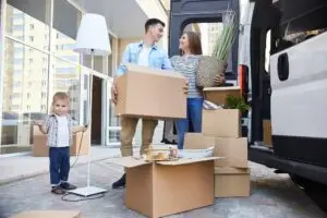 happy family moving in